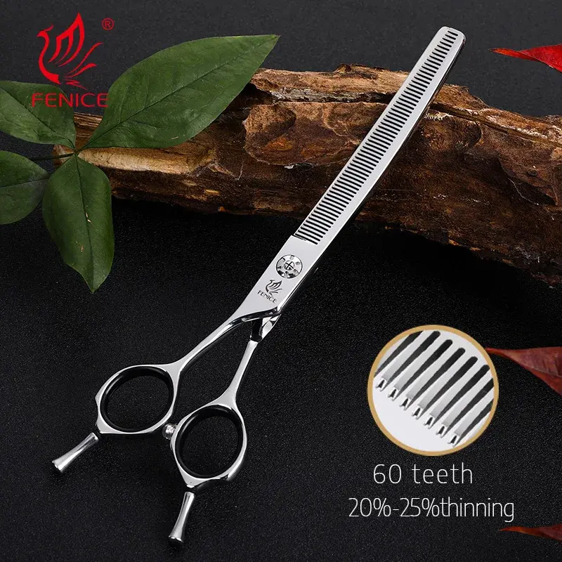 Professional Pet Thinning Curved Scissors Cutting for Dog Grooming 7 Inch Left Handed 440C Steel