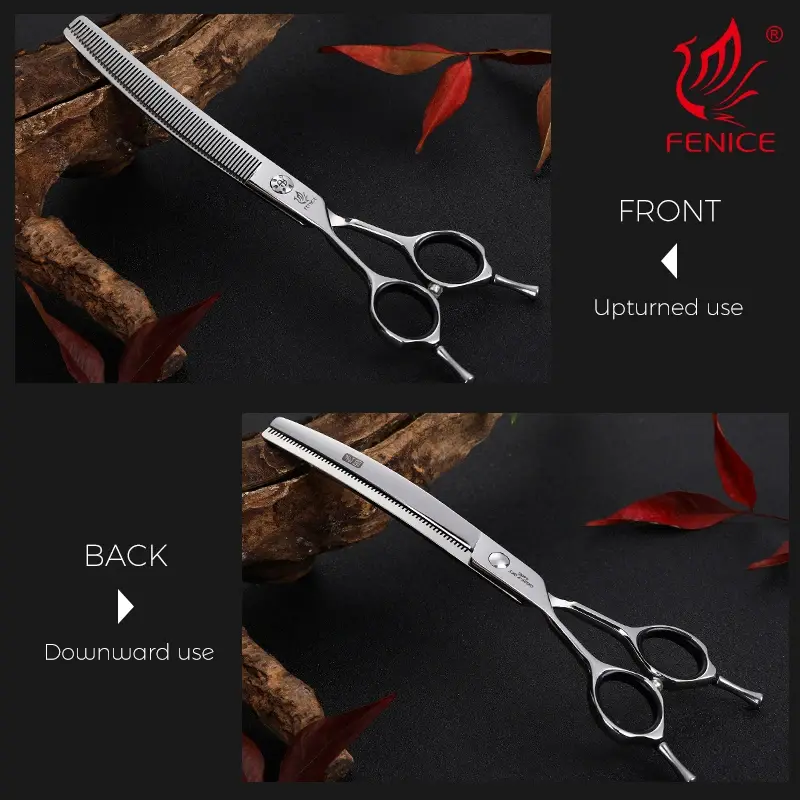 Professional Pet Thinning Curved Scissors Cutting for Dog Grooming 7 Inch Left Handed 440C Steel