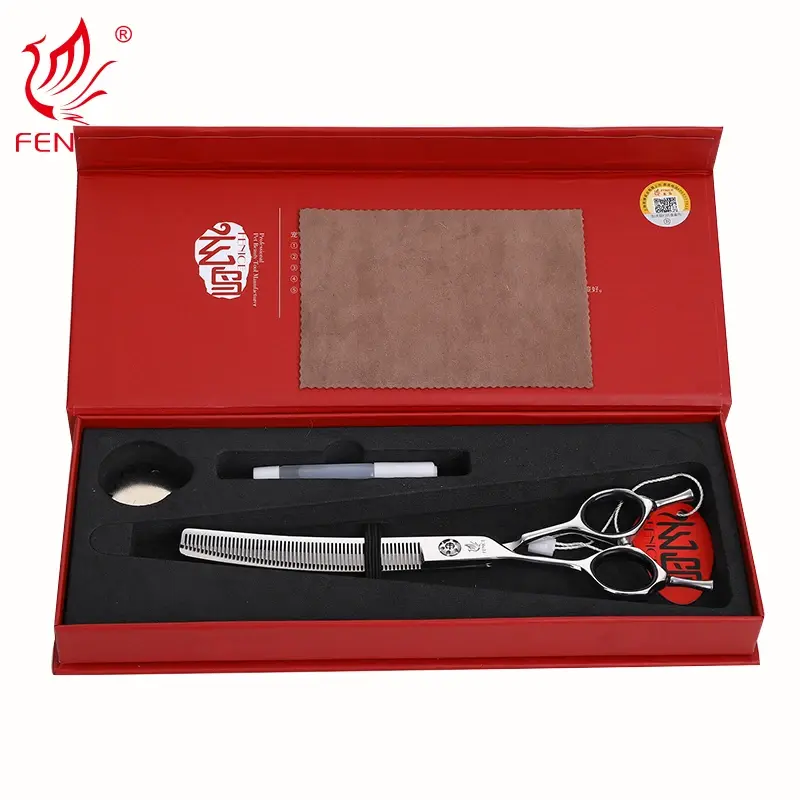 Professional Pet Thinning Curved Scissors Cutting for Dog Grooming 7 Inch Left Handed 440C Steel