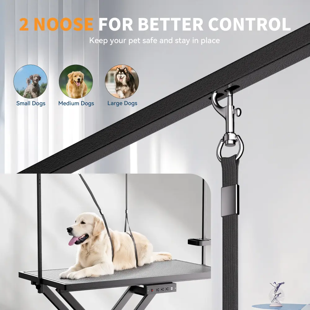 Professional Electric Dog Grooming Table - Heavy Duty, Height Adjustable Pet Grooming Table W/Leveling Wheels, Dog Grooming Arm