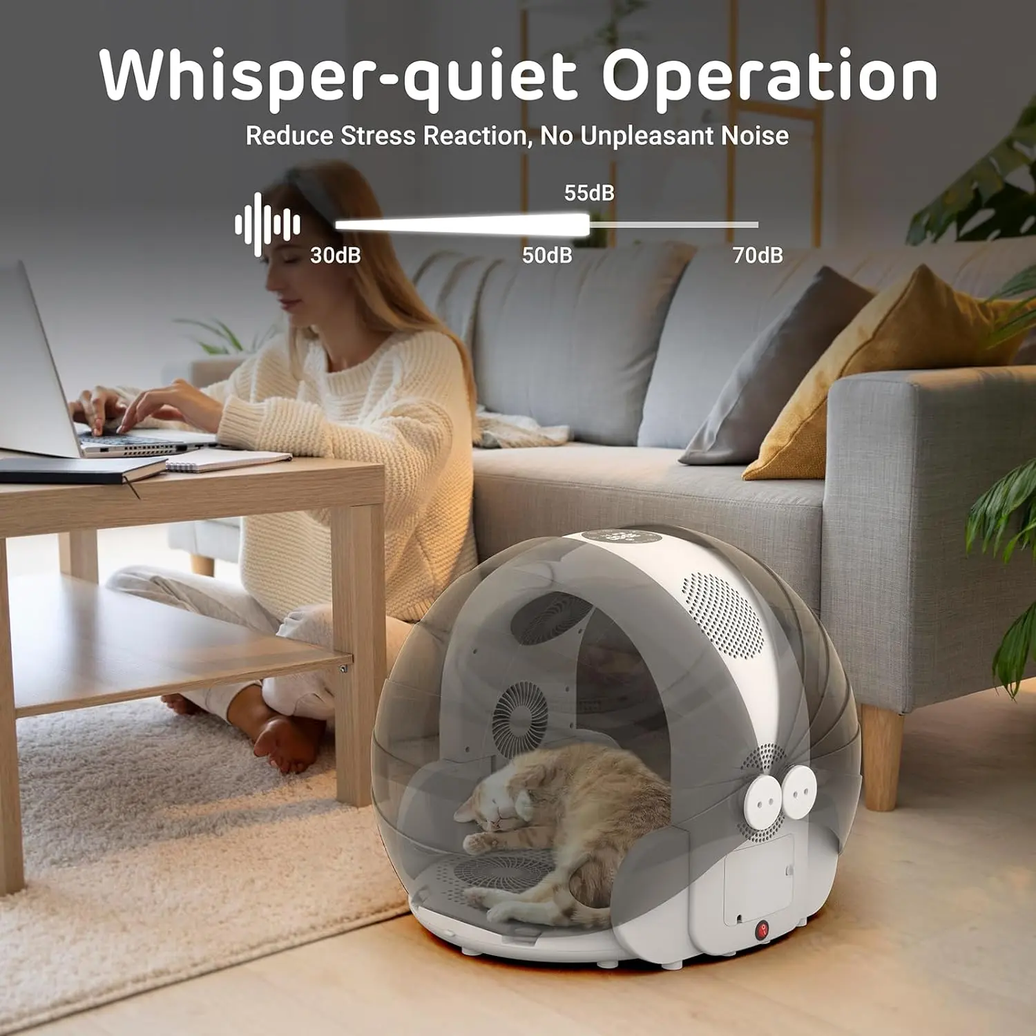 Electric 360 Airflow Temperature Timer 60L  Cat Drying Cabinet Smart Dog Hair Big Folding Pet Hair Dryer Box for Small Animals