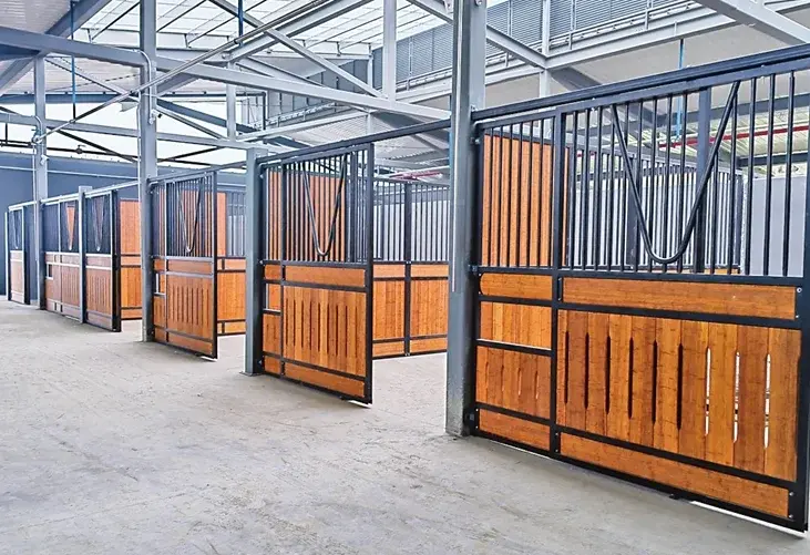 The elegant stable the mix of bamboo wood and steel is a beautifully crafted design that pleases the eye stables for horses