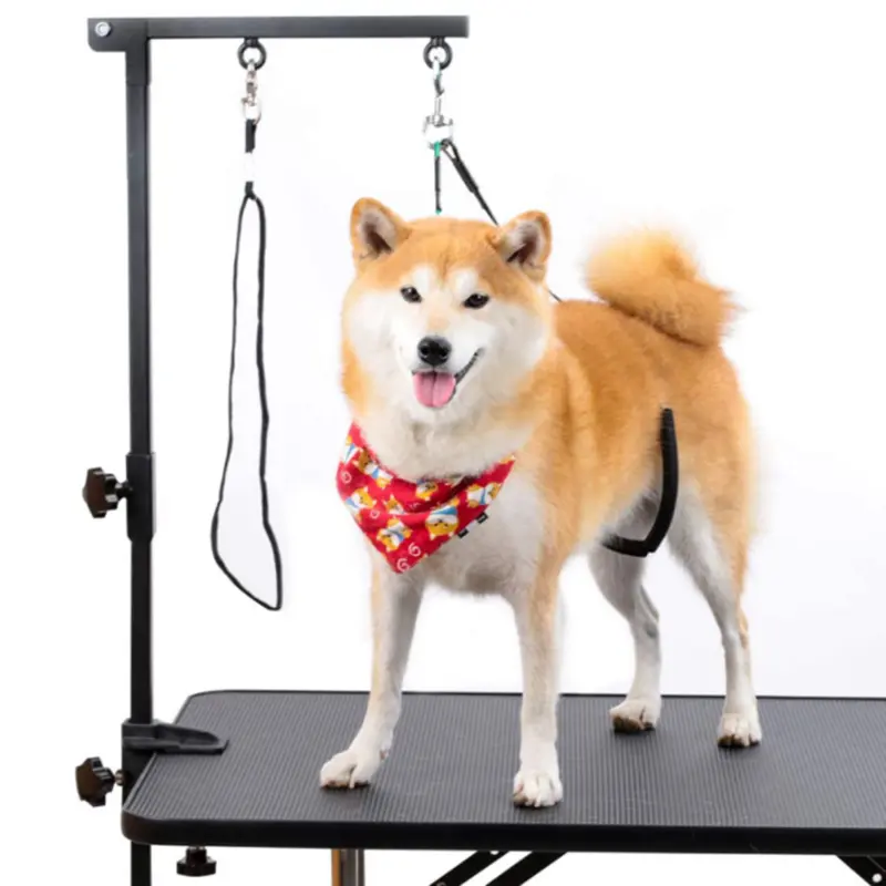 Foldable Pet Shower Grooming Table,Non-Slip Dog Drying Countertop with Adjustable Arm & Mesh Tray