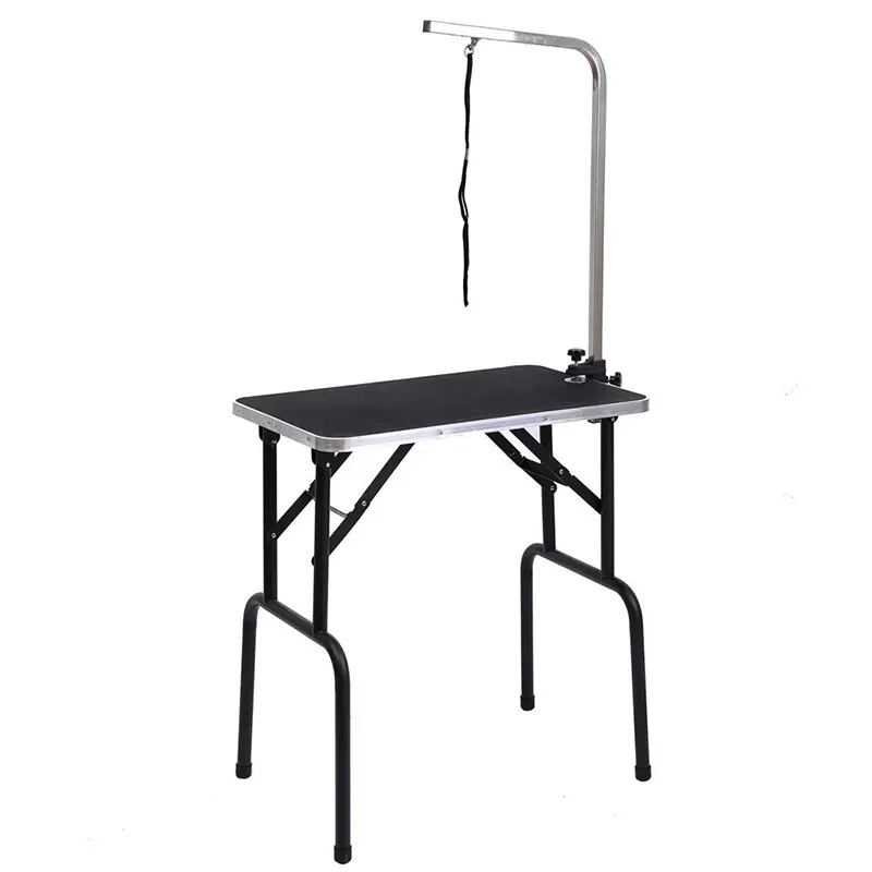 Foldable Pet Shower Grooming Table,Non-Slip Dog Drying Countertop with Adjustable Arm & Mesh Tray