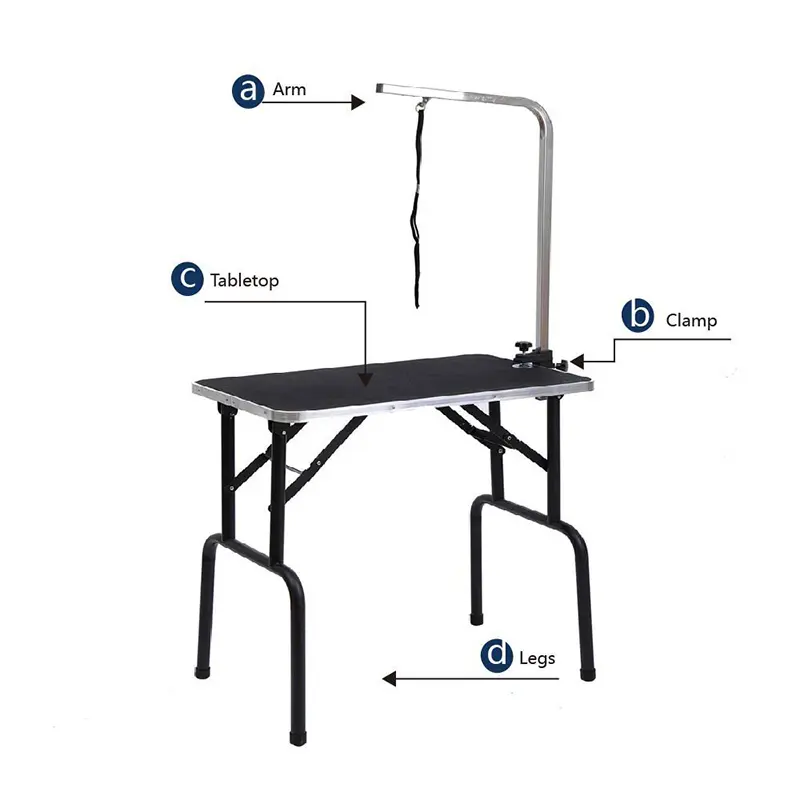 Foldable Pet Shower Grooming Table,Non-Slip Dog Drying Countertop with Adjustable Arm & Mesh Tray