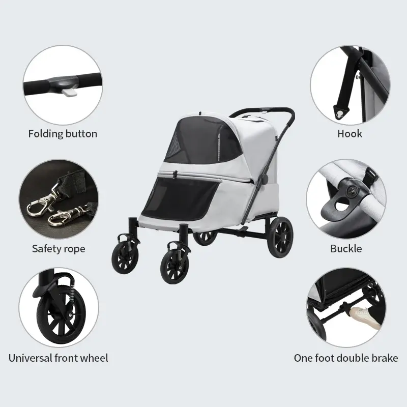 Easy Fold Dual Entry Dog Wagon - One-Foot Brake - All Terrain Pet Stroller for  Large Senior Dogs