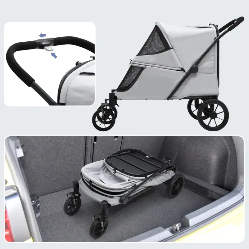 Easy Fold Dual Entry Dog Wagon - One-Foot Brake - All Terrain Pet Stroller for  Large Senior Dogs