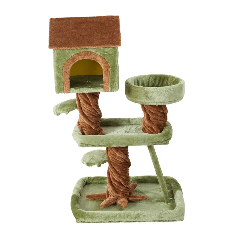 New Style Cat Climbing Frame Sisal Toy Scratching Board Wooden Cat House Cat Tree Jumping Platform