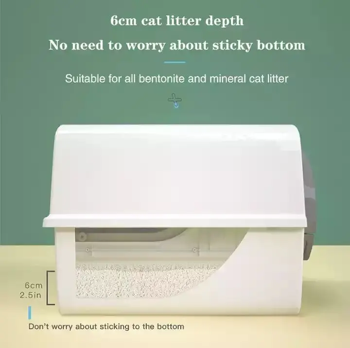 Pet Kitten Anti Splash Toilet Litter Tray Indoor Bedpans Fully Enclosed Plastic Sandbox Pet Litter Box Deodorizer Cat Supplies