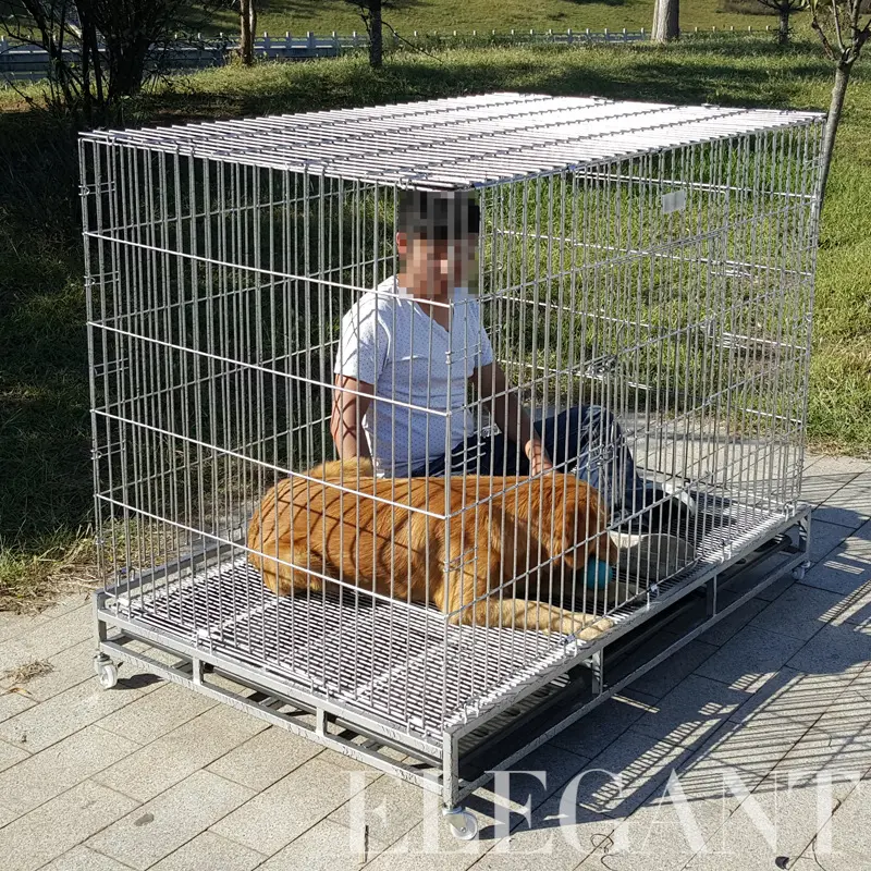 Square Tube Folding Dog Cage Large Dog Pet Cage