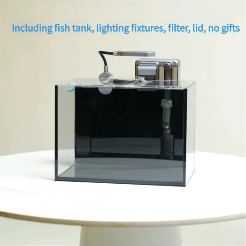 Ultra-clear Glass Desktop PLUS Version Aquarium Fish tank with Lid Desktop Fish tank Free of Water Change Aquarium tank