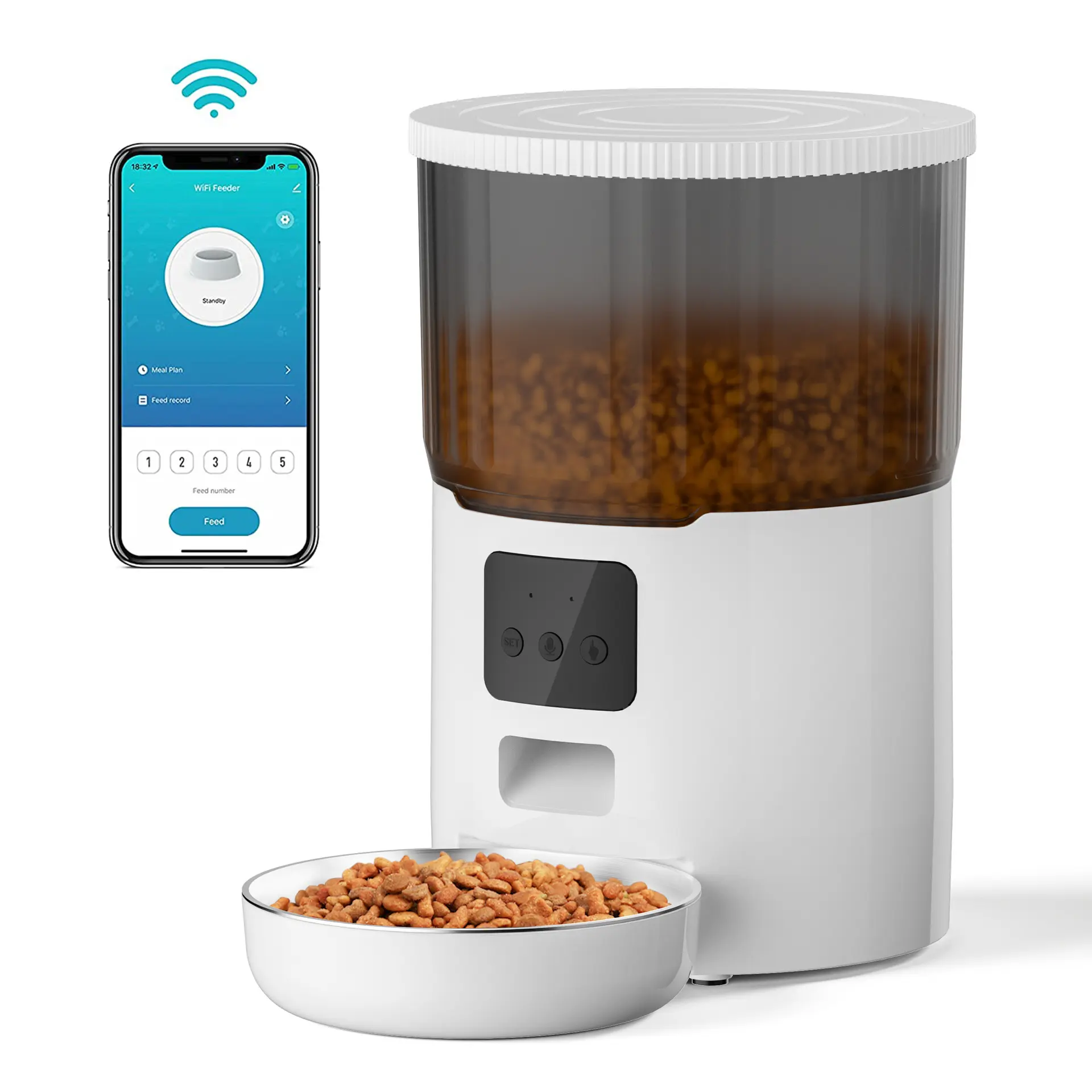6L Automatic Pet Feeder for Cats Slow Food Dispenser Electronic Pet Bowl Supplies Visible Smart Dog Stainless Steel Bowl