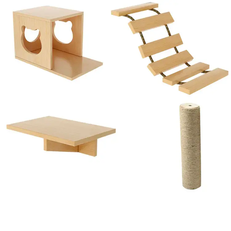 Wall Mounted Cat Tree Furniture Scratcher Cat House Jumping Stand Steps Climbing Frame Wall Hanging Furniture  Cat Tree Toy