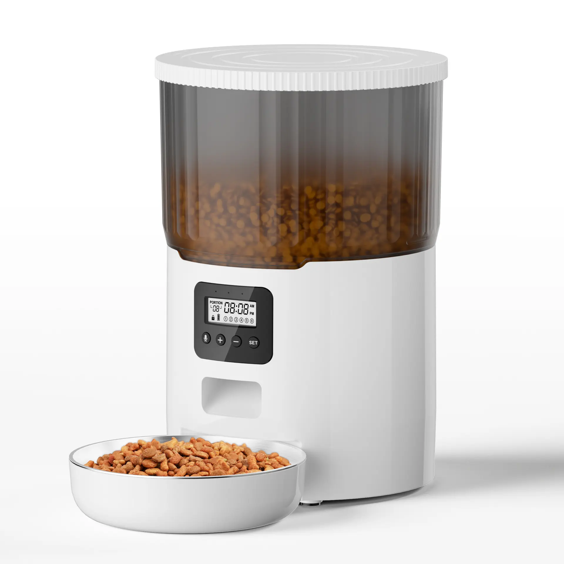 6L Automatic Pet Feeder for Cats Slow Food Dispenser Electronic Pet Bowl Supplies Visible Smart Dog Stainless Steel Bowl
