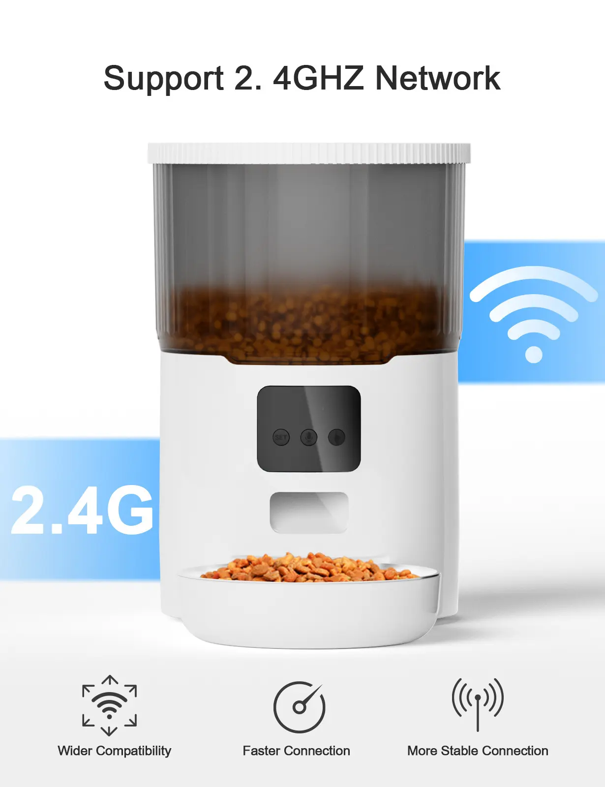 6L Automatic Pet Feeder for Cats Slow Food Dispenser Electronic Pet Bowl Supplies Visible Smart Dog Stainless Steel Bowl