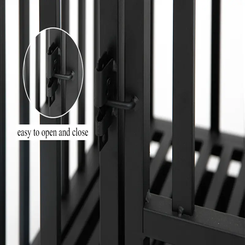 New Arrival Metal Square Tube Black Heavy Duty Pet Cage With Wheels for Large Dogs