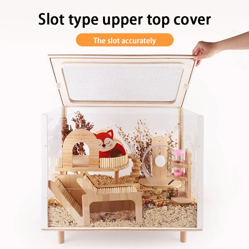Factory Produces DIY Base Cage Wood Hamster Shelter Hamster Feeding Scientific Breeding Box Landscape Hamster Farming Solid JY