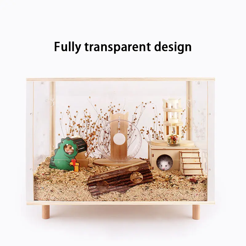 Factory Produces DIY Base Cage Wood Hamster Shelter Hamster Feeding Scientific Breeding Box Landscape Hamster Farming Solid JY