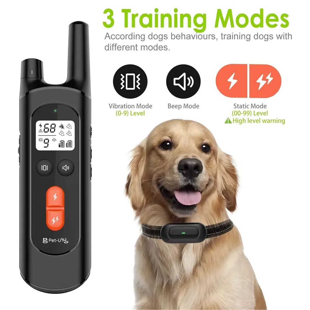 IP67 Waterproof Eco-Friendly Dog Training Collar 4000ft Remote Control Range With 3 Channels & 4 Effective Training Modes