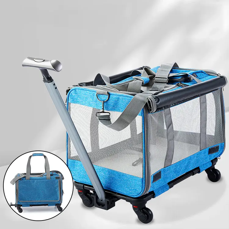 Airline Approved Pet Carrier Dog Cat Travel Bag Carrying Pet Trolley Carrier with Wheels