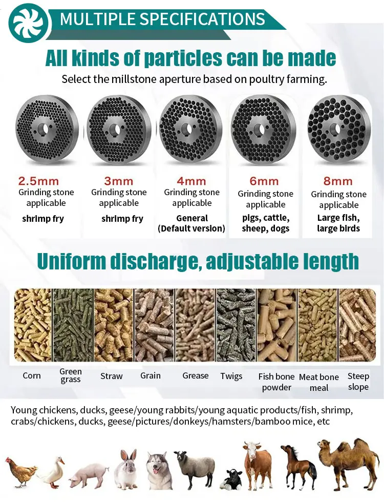 Pig Cattle Chicken Fish Poultry Livestock Feed Processing Granulator Machines Pellet Making Farm Machine