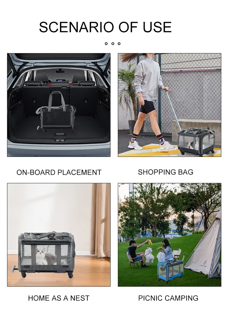 Airline Approved Pet Carrier Dog Cat Travel Bag Carrying Pet Trolley Carrier with Wheels