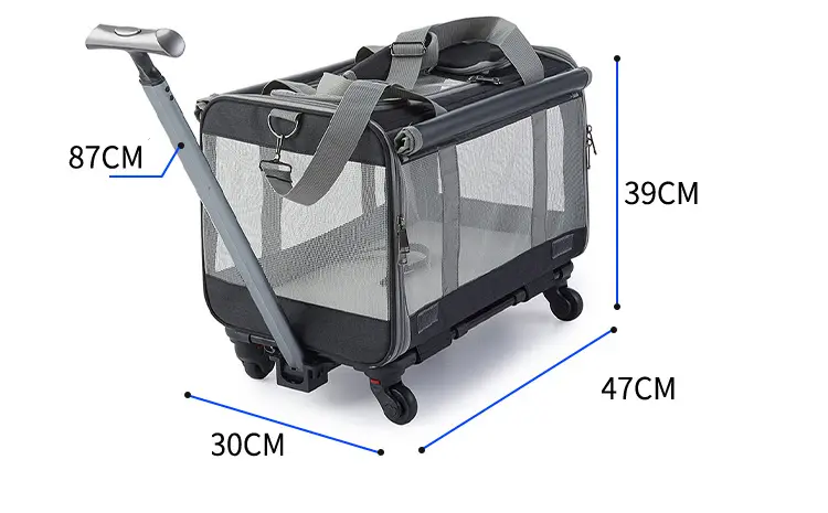 Airline Approved Pet Carrier Dog Cat Travel Bag Carrying Pet Trolley Carrier with Wheels