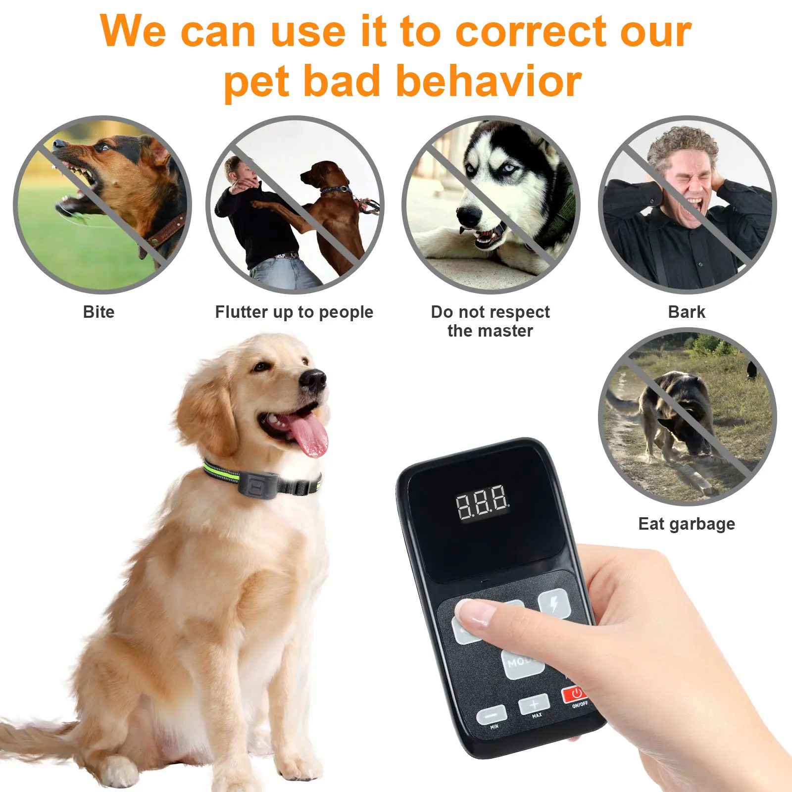 Dog Remote Dog Training Collar With Vibration Training Touch Warning Stop Barking Ring 150m Set Light Electronic Fence