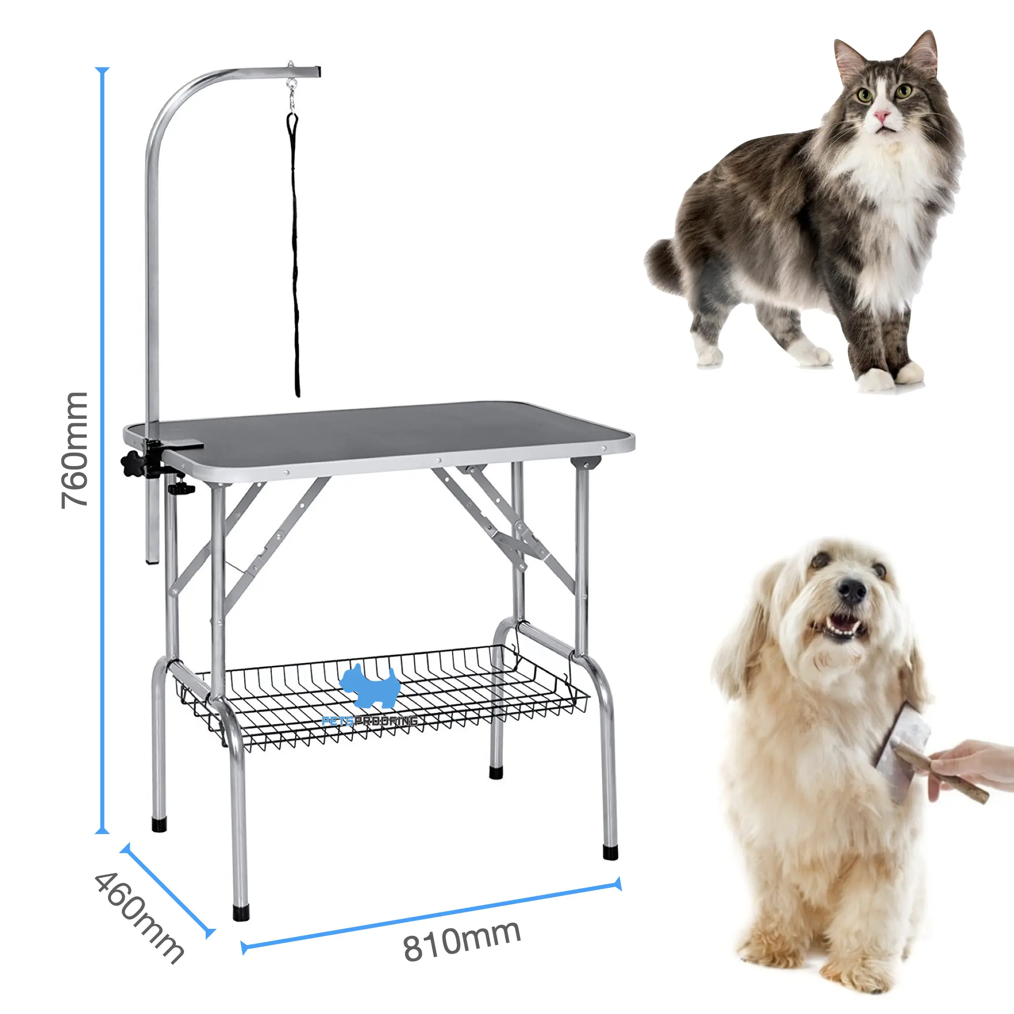 Petsproofing Stainless Steel Folding Adjustable Height Vet Pet Dog Beauty Grooming Table for Sale