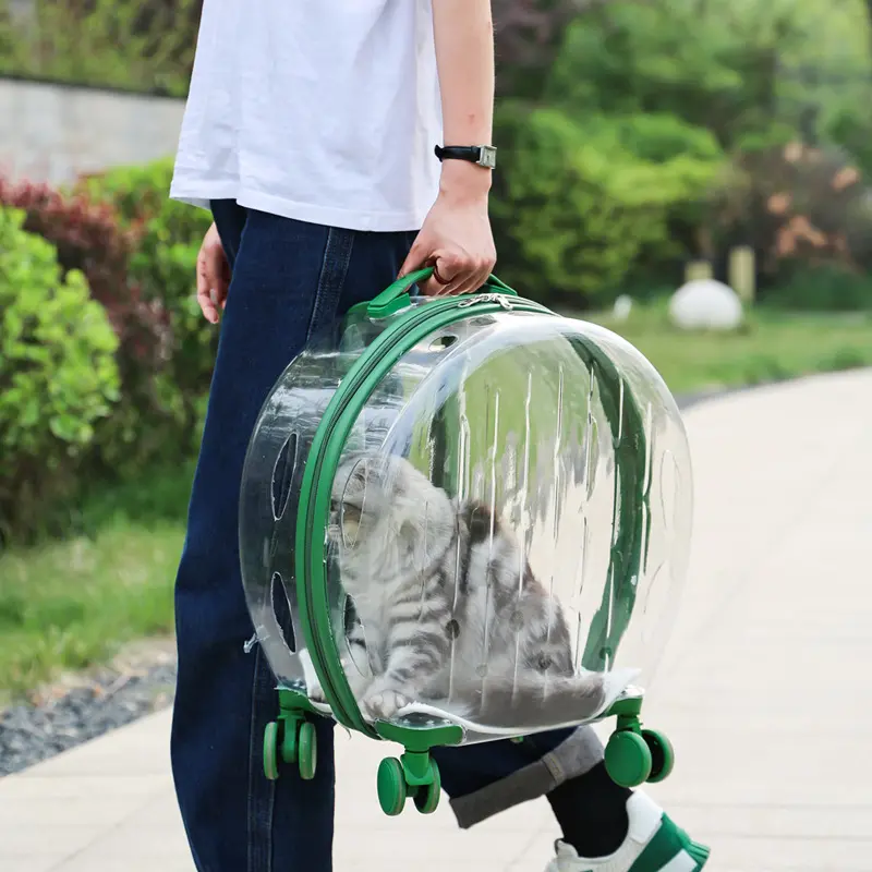 Cat Kennel Trolley Case Wave Portable With Wheel Pet Carrier Fully Transparent Airline Approved Breathe Travel Dog Carrier Bag