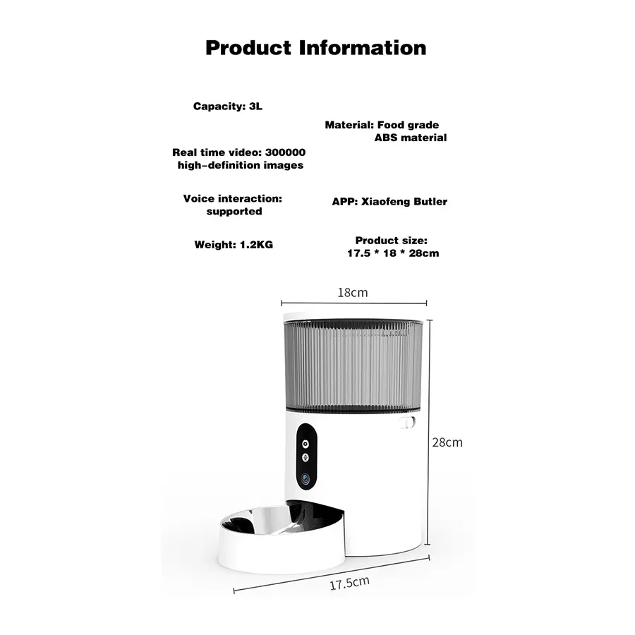 Pet Feeder With Camera Automatic Interactive Mobile Phone App Auto Connected Microchip Portion Control Cat Food Smart Dispenser