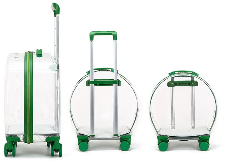 Cat Kennel Trolley Case Wave Portable With Wheel Pet Carrier Fully Transparent Airline Approved Breathe Travel Dog Carrier Bag