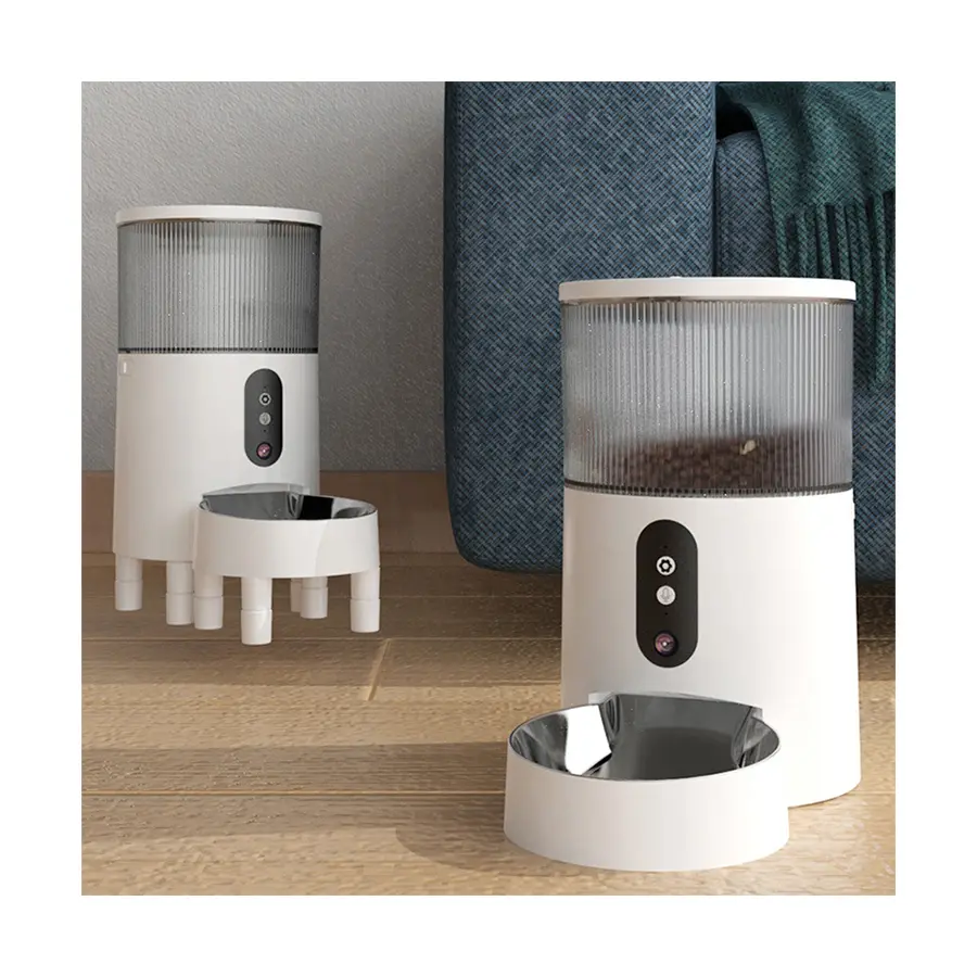 Pet Feeder With Camera Automatic Interactive Mobile Phone App Auto Connected Microchip Portion Control Cat Food Smart Dispenser