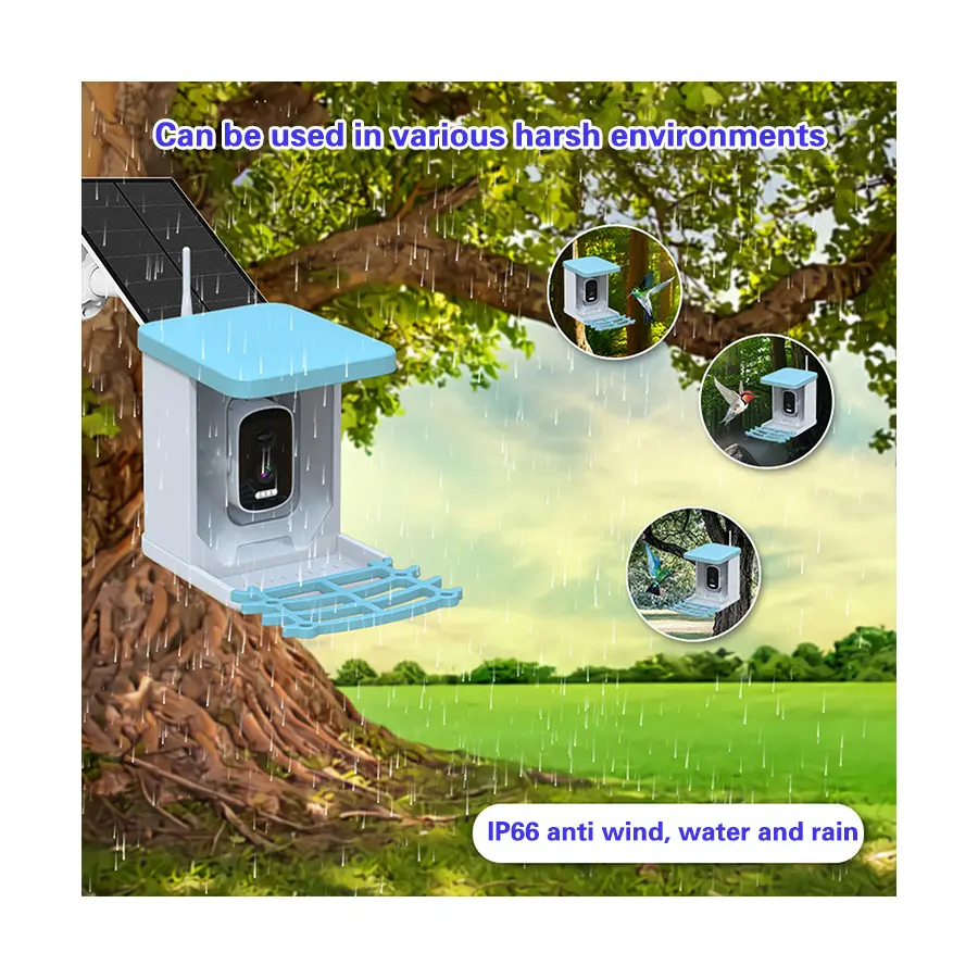 Best Seller Solar Powered 1080P HD AI Identify Mini Bird Feeder Smart Bird Feeder With Camera Waterproof
