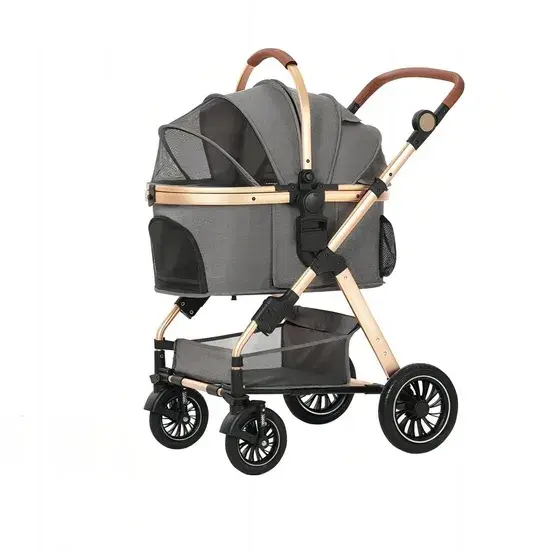 Luxury 3 in 1 Aluminum Alloy Foldable Pet Stroller Customized Dog Travel Carrier with Trolley Bag
