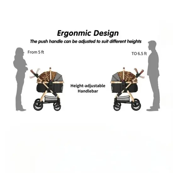 Luxury 3 in 1 Aluminum Alloy Foldable Pet Stroller Customized Dog Travel Carrier with Trolley Bag