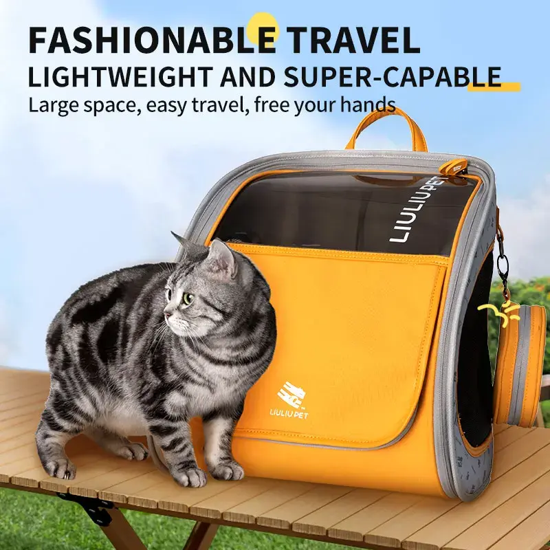Portable Pet Backpack for Cats & Dogs - Durable Breathable Large Capacity Cat Travel Bag for Small to Medium Pets
