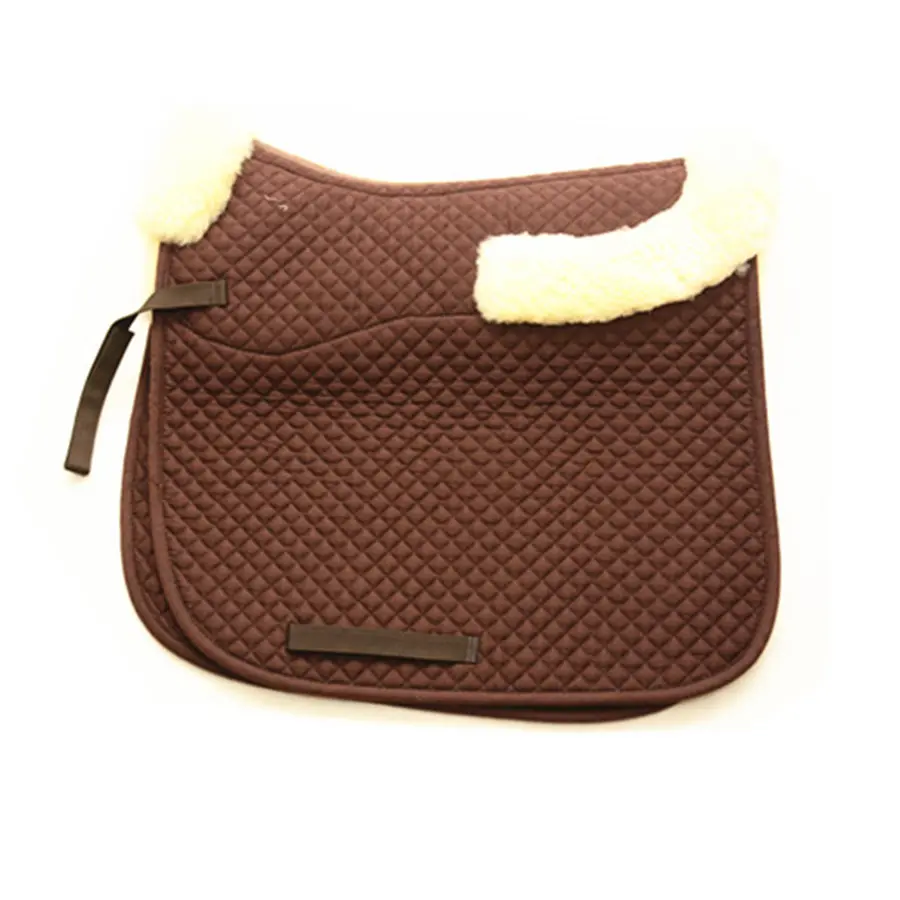 Wool White Black Horse Contoured Saddle Pad