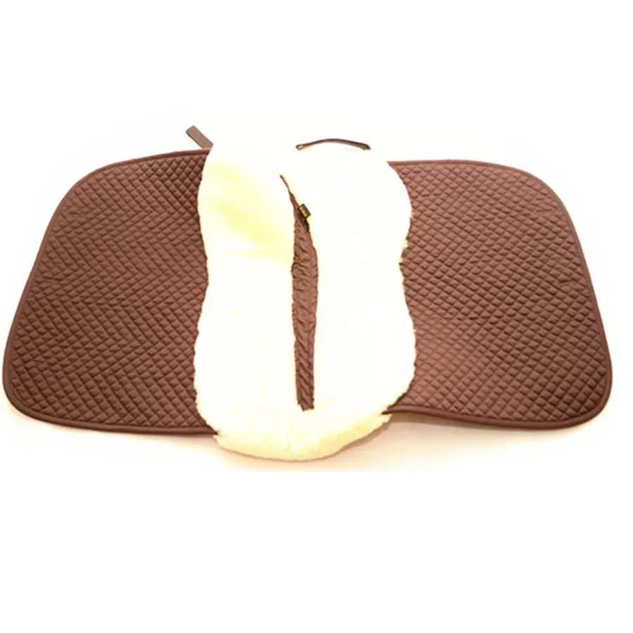 Wool White Black Horse Contoured Saddle Pad