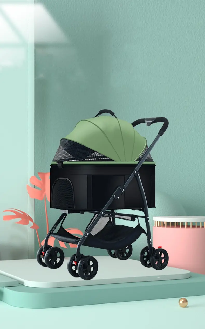 Luxury High Quality 4-Wheel Pet Stroller for Small Dogs and Cats