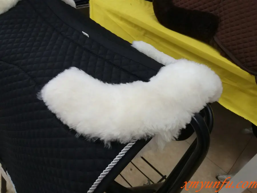 Wool White Black Horse Contoured Saddle Pad