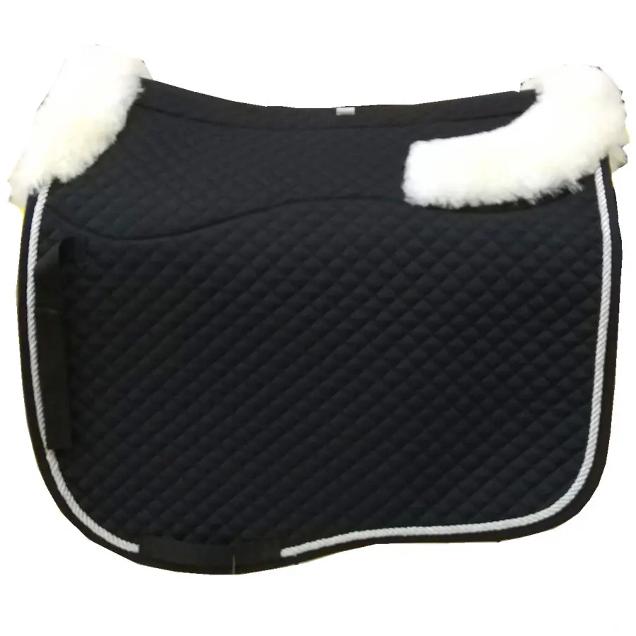 Wool White Black Horse Contoured Saddle Pad