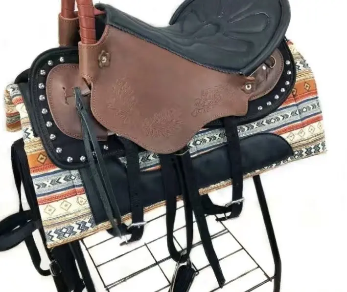 Natural Cowhide Leather Horse Saddle Pad Horse Supply Western Luxury Horse Racing Saddle