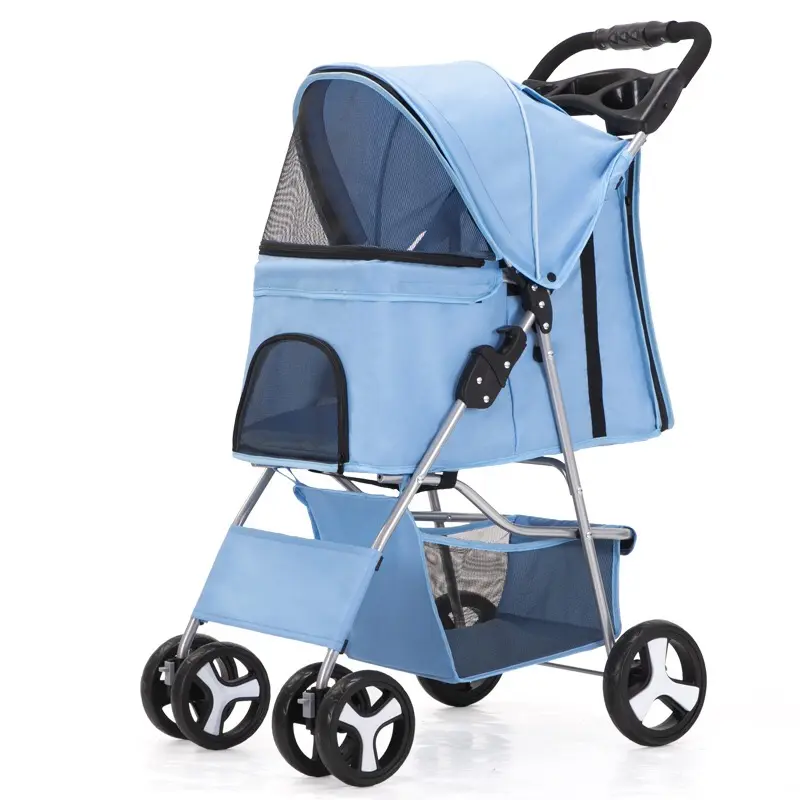 Travel-friendly 4-Wheel Pet Trolley Dog Stroller and Cat Cart Carrier Comfortable Convenient Pet Stroller Bag for Cats Dogs