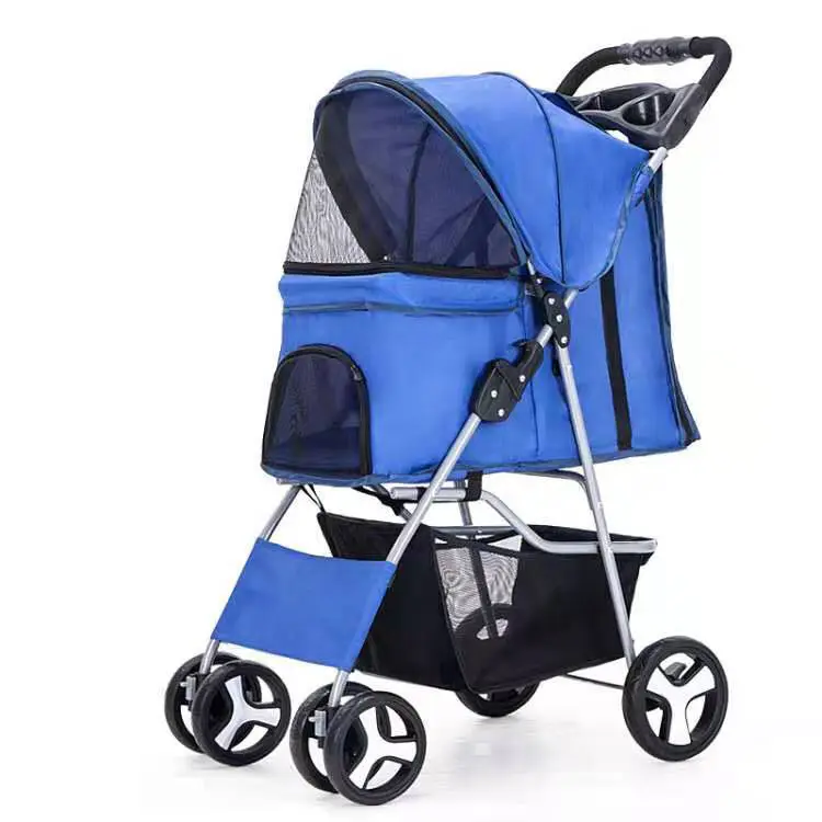 Travel-friendly 4-Wheel Pet Trolley Dog Stroller and Cat Cart Carrier Comfortable Convenient Pet Stroller Bag for Cats Dogs
