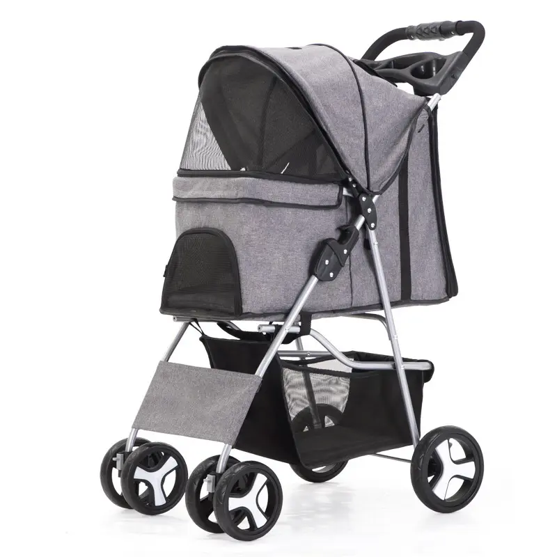 Travel-friendly 4-Wheel Pet Trolley Dog Stroller and Cat Cart Carrier Comfortable Convenient Pet Stroller Bag for Cats Dogs