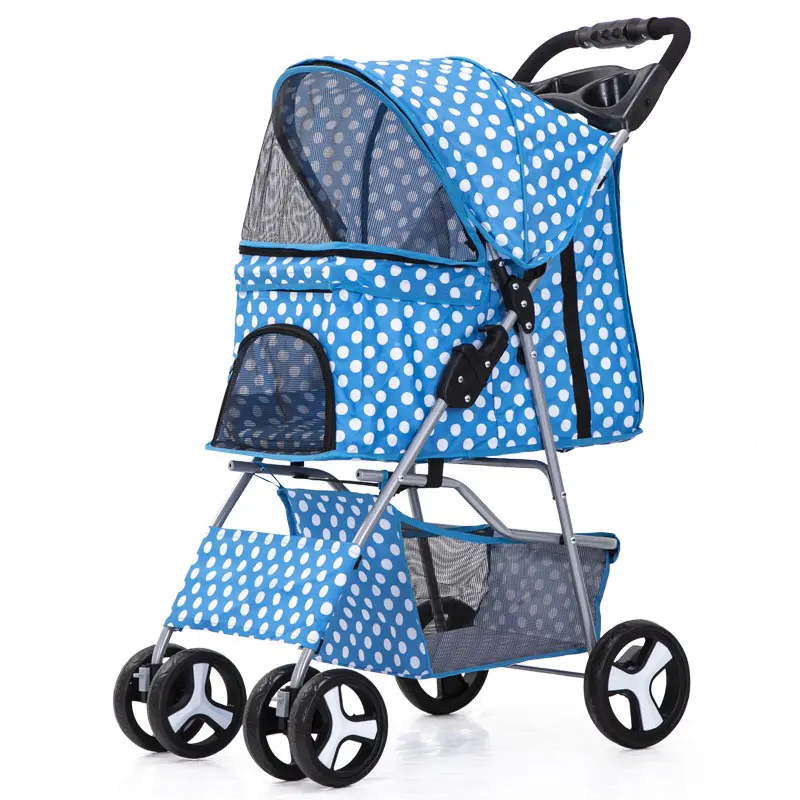 Travel-friendly 4-Wheel Pet Trolley Dog Stroller and Cat Cart Carrier Comfortable Convenient Pet Stroller Bag for Cats Dogs