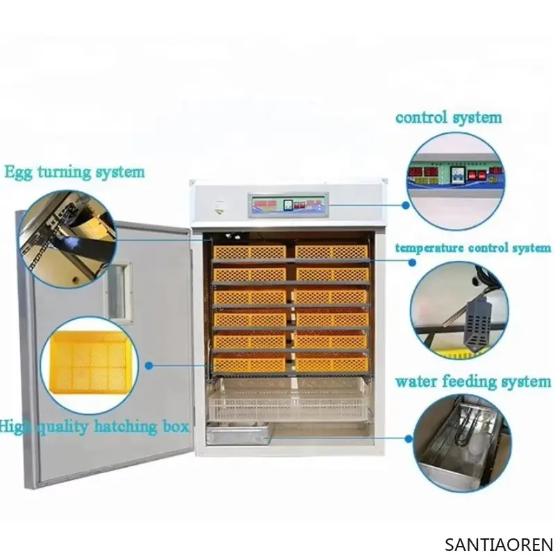 Hot Sale 1056 Egg Incubator High Quality PP Tray Chicken Duck Turkey Ostrich Incubator with 220V Motor for Farm Use