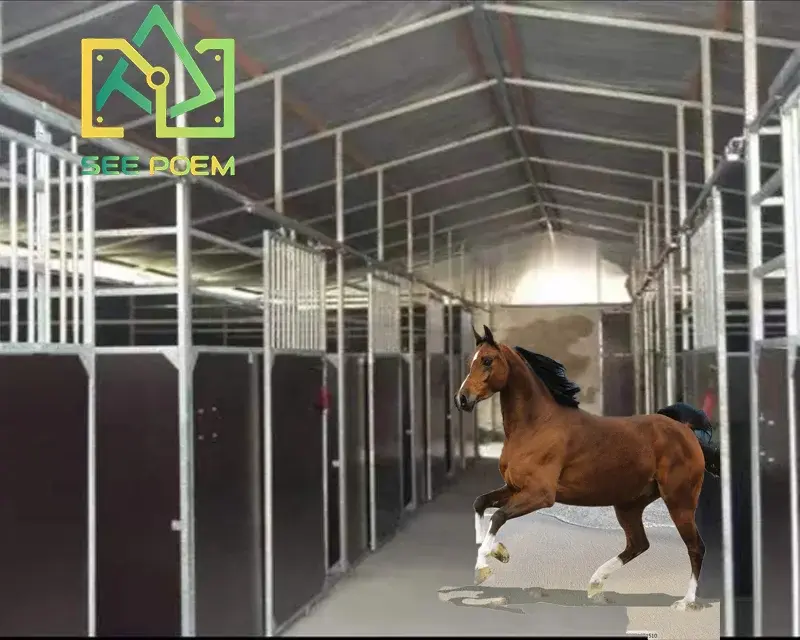 Custom to Order Pre-galvanized Steel Frames Portable Horse Stables with Roof