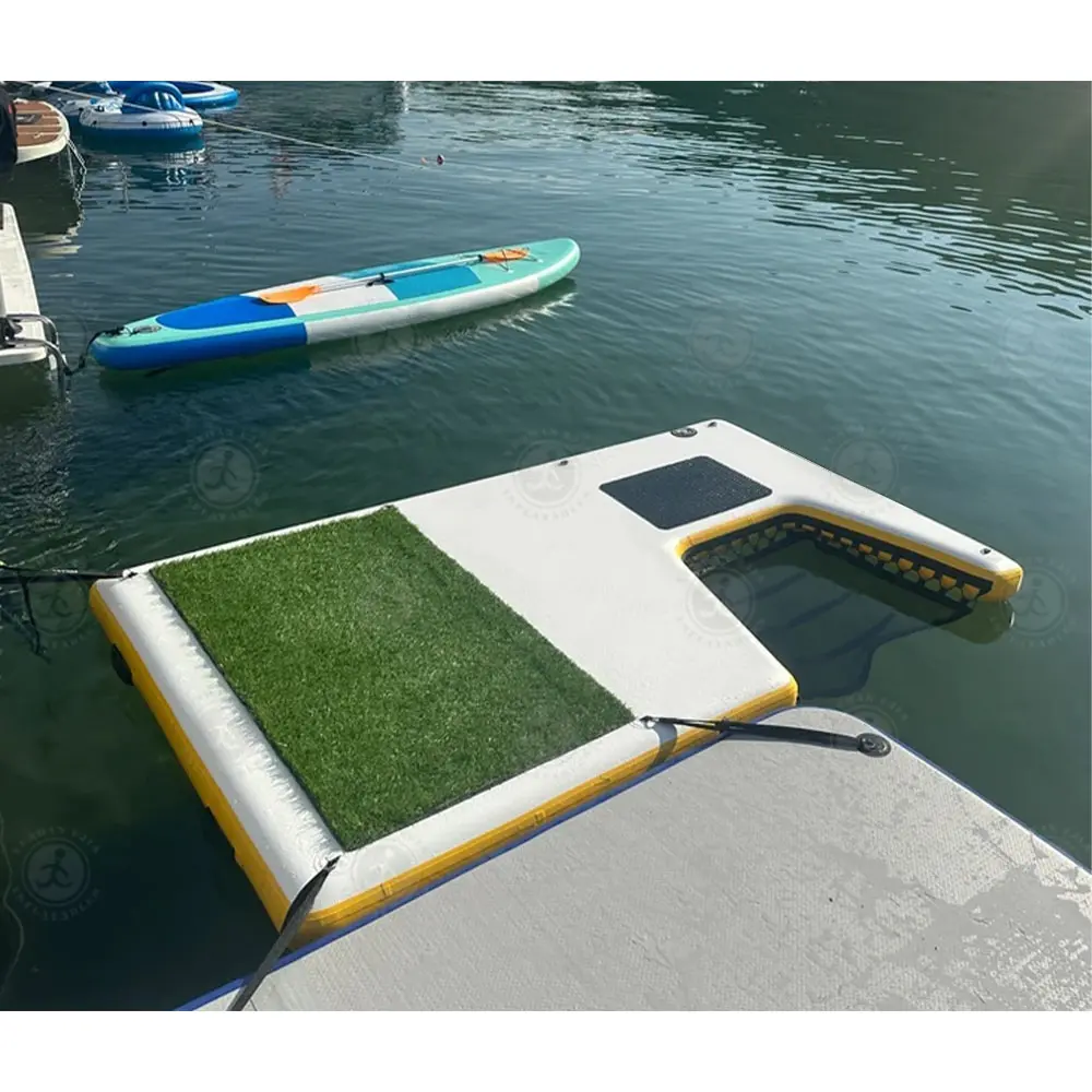 2025 New Design Inflatable Island Dog Beach & Ramp Dwf Inflatable Dog Boat Ladder Pool Pup Ramp for Small and Large Dogs